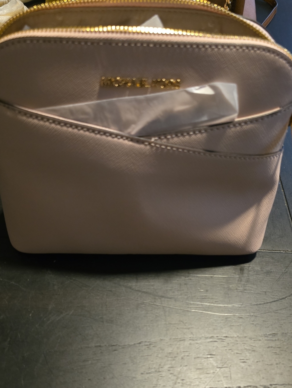 NWT Powder Blush Jet Set Saffiano Leather Dome Crossbody with Gold Hardware